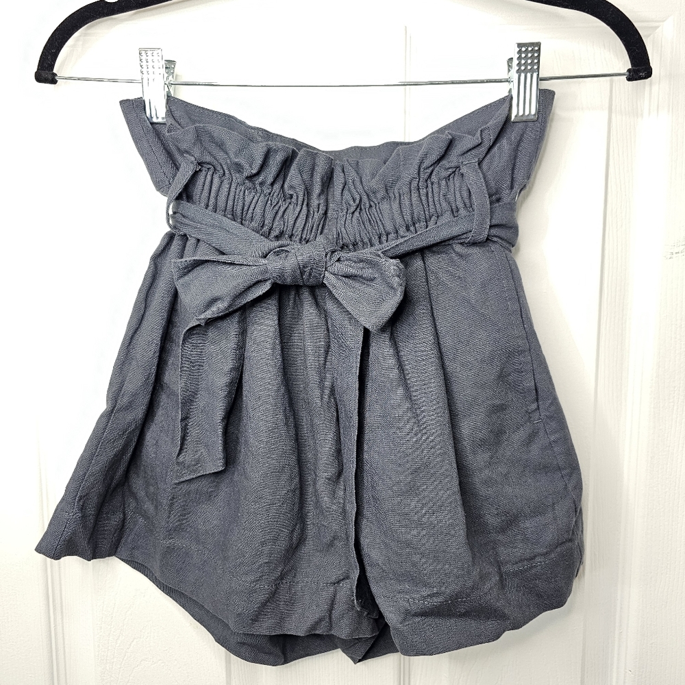 Indigo Rein Small Linen Blue Relaxed Shorts with Pockets NWT